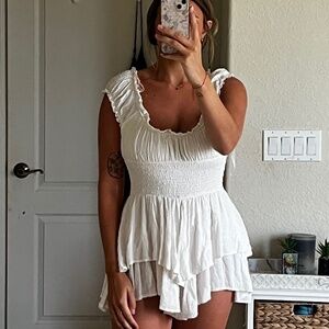 White Eyelet Flowy Romper